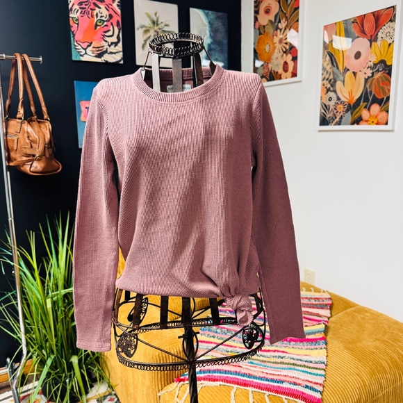 Madewell | Texture & Thread | mauve ribbed long sleeve top | XS - Picture 2 of 6